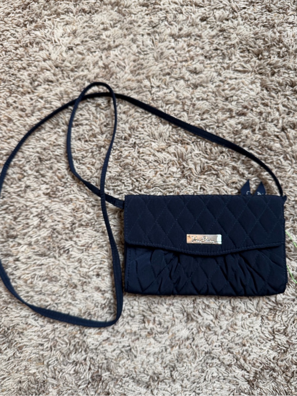 NWOT Vera Bradley Quilted Crossbody Wallet Bag in Navy Blue - Picture 10 of 12